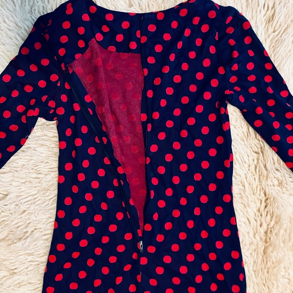 1960s vintage Dollybird-style Navy Long Sleeved Dress with Red Polkadots - Picture 4 of 6